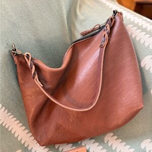 Salish Leather Horween Chocolate LaSalle Bucket w/ braided strap, large pocket.